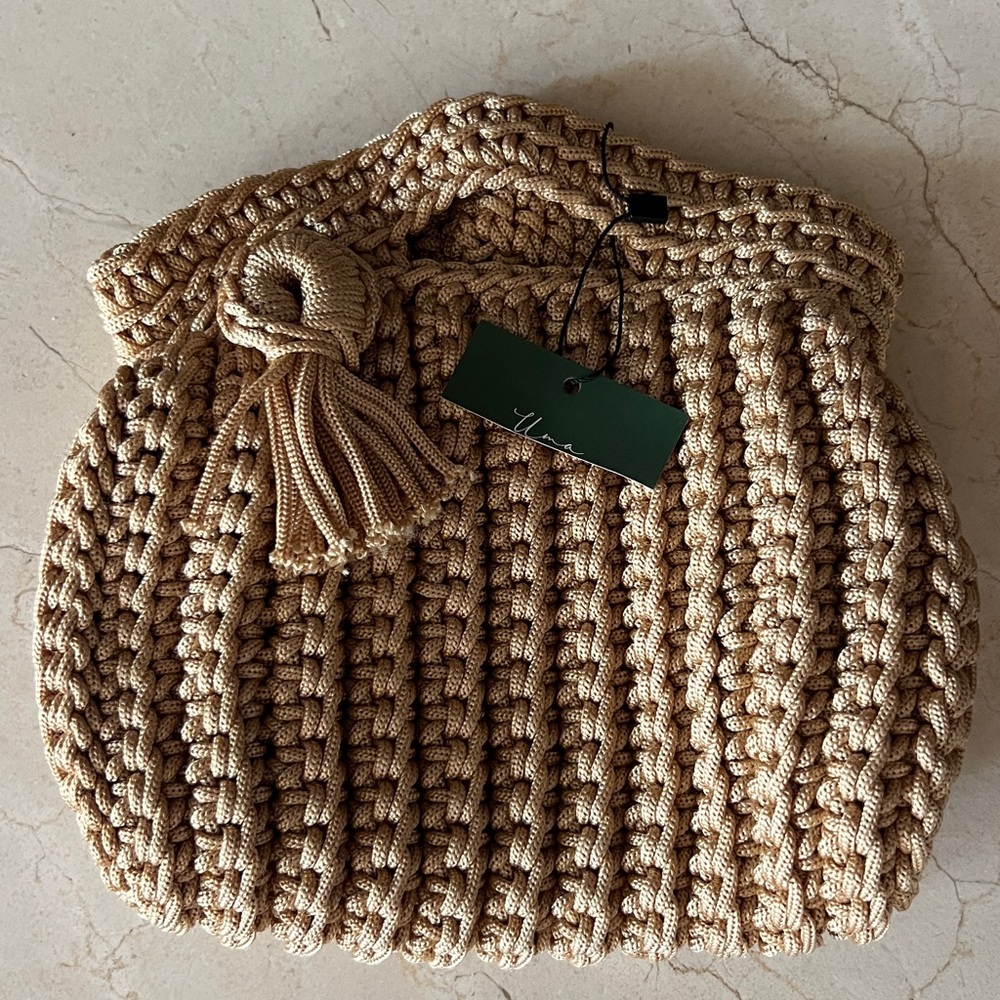 Chunky Knit Clutch Handbag w/Handles
